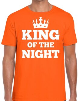 Bellatio Decorations Oranje King of the night t-shirt met kroontje heren 2XL - Feestshirts