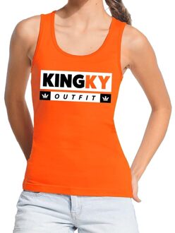 Bellatio Decorations Oranje Kingky outfit tanktop / mouwloos shirt  voor dames - Koningsdag kleding L