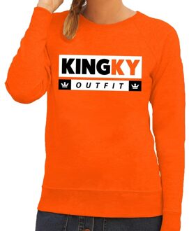 Bellatio Decorations Oranje Kingky outfit trui - Sweater voor dames - Koningsdag kleding L