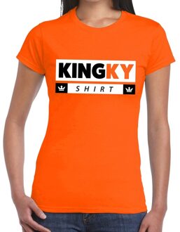 Bellatio Decorations Oranje Kingky t- shirt - Shirt voor dames - Koningsdag kleding S
