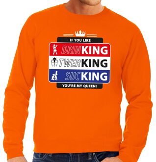 Bellatio Decorations Oranje Kingsday If you like - Sweater voor heren - Koningsdag kleding 2XL