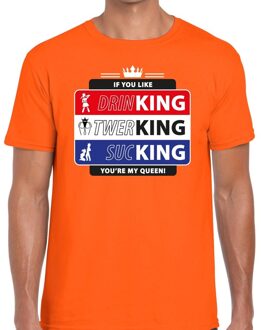 Bellatio Decorations Oranje Kingsday If you like - T-shirt voor heren - Koningsdag kleding 2XL