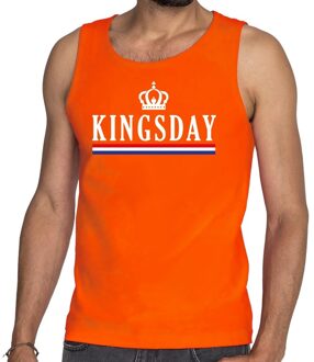 Bellatio Decorations Oranje Kingsday met vlag en kroon tanktop / mouwloos shirt - Singlet voor heren - Koningsdag kleding 2XL