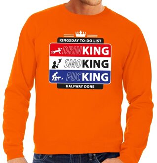 Bellatio Decorations Oranje Kingsday to do list - Sweater voor heren - Koningsdag kleding 2XL