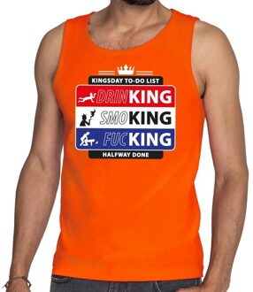 Bellatio Decorations Oranje Kingsday to do list - tanktop / mouwloos shirt voor heren - Koningsdag kleding 2XL