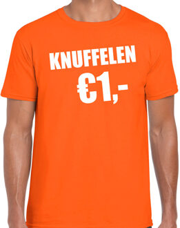 Bellatio Decorations Oranje knuffelen 1 euro shirtje - Koningsdag t-shirt voor heren 2XL - Feestshirts