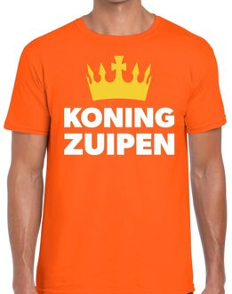 Bellatio Decorations Oranje Koning zuipen t-shirt voor heren