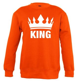 Bellatio Decorations Oranje Koningsdag King trui jongens en meisjes 118/128 (7-8 jaar) - Feesttruien