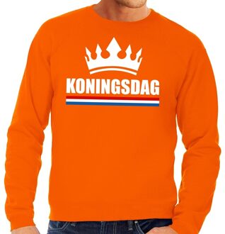 Bellatio Decorations Oranje Koningsdag met een kroon sweater heren