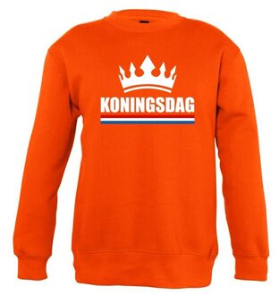 Bellatio Decorations Oranje Koningsdag met kroon sweater kinderen