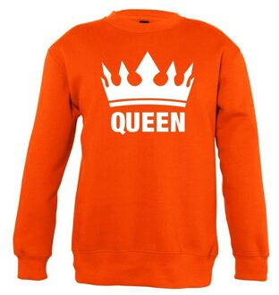 Bellatio Decorations Oranje Koningsdag Queen trui jongens en meisjes 118/128 (7-8 jaar) - Feesttruien