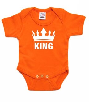 Bellatio Decorations Oranje koningsdag romperje King met kroon baby 56 (1-2 maanden)