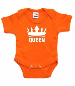 Bellatio Decorations Oranje koningsdag romperje Queen met kroon baby 56 (1-2 maanden)