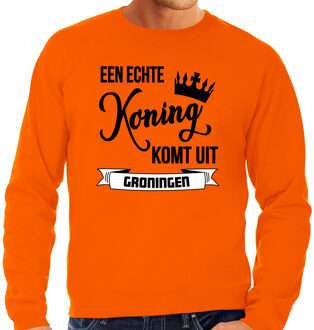 Bellatio Decorations Oranje Koningsdag sweater - echte Koning komt uit Groningen - heren 2XL - Feesttruien