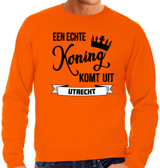 Bellatio Decorations Oranje Koningsdag sweater - echte Koning komt uit Utrecht - heren 2XL - Feesttruien