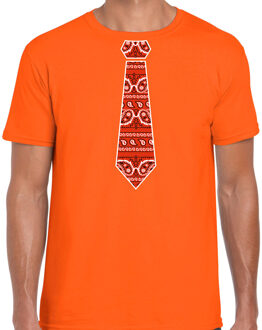 Bellatio Decorations Oranje Koningsdag t-shirt - boeren zakdoek stropdas - voor heren