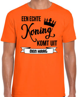 Bellatio Decorations Oranje Koningsdag t-shirt - echte Koning komt uit Den haag - heren 2XL - Feestshirts