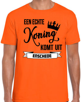 Bellatio Decorations Oranje Koningsdag t-shirt - echte Koning komt uit Enschede - heren 2XL - Feestshirts