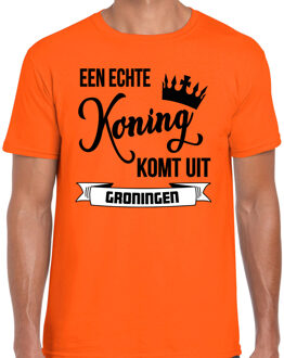 Bellatio Decorations Oranje Koningsdag t-shirt - echte Koning komt uit Groningen - heren 2XL - Feestshirts