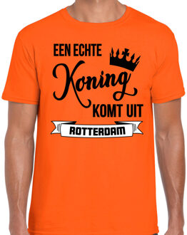 Bellatio Decorations Oranje Koningsdag t-shirt - echte Koning komt uit Rotterdam - voor heren 2XL - Feestshirts