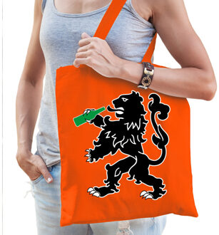 Bellatio Decorations Oranje Koningsdag tasje met drinkende leeuw voor dames