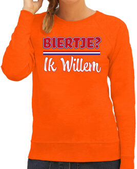 Bellatio Decorations Oranje Koningsdag trui - biertje? Ik willem - dames 2XL - Feesttruien