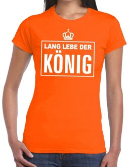 Bellatio Decorations Oranje Lang lebe der Konig Duitse tekst shirt dames - Oranje Koningsdag/ Holland supporter kleding XL