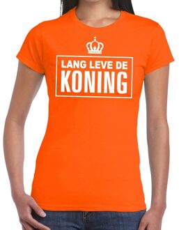 Bellatio Decorations Oranje Lang leve de Koning tekst shirt dames - Oranje Koningsdag/ Holland supporter kleding XL