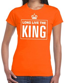 Bellatio Decorations Oranje Long live the King Engelse tekst shirt dames - Oranje Koningsdag/ Holland supporter kleding 2XL