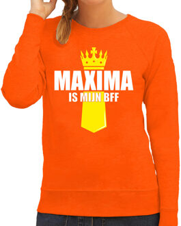 Bellatio Decorations Oranje Maxima is mijn BFF sweater met kroontje - Koningsdag truien voor dames 2XL