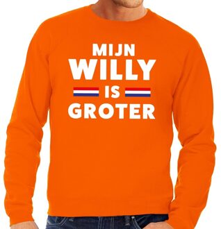 Bellatio Decorations Oranje Mijn Willy is groter sweater - Trui voor heren - Koningsdag kleding 2XL