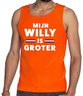 Bellatio Decorations Oranje Mijn Willy is groter tanktop / mouwloos shirt - Singlet voor heren - Koningsdag kleding XL