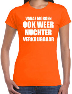 Bellatio Decorations Oranje morgen nuchter verkrijgbaar shirt - Koningsdag t-shirt voor dames 2XL - Feestshirts