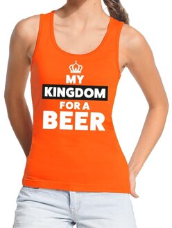 Bellatio Decorations Oranje My kingdom for a beer tanktop shirt/ singlet dames - Oranje Koningsdag/ Holland supporter kleding L