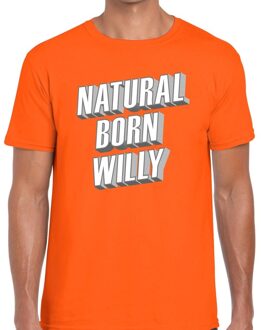 Bellatio Decorations Oranje Natural born Willy t-shirt voor heren
