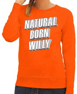 Bellatio Decorations Oranje Natural born Willy trui - Sweater voor dames - Koningsdag kleding 2XL