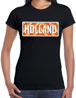 Bellatio Decorations Oranje / Nederlands elftal supporter t-shirt zwart voor dames 2XL - Feestshirts