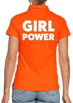 Bellatio Decorations Oranje polo t-shirt girl power voor dames S - Feestshirts