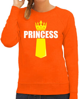 Bellatio Decorations Oranje Princess sweater met kroontje - Koningsdag truien voor dames 2XL