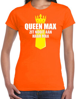 Bellatio Decorations Oranje Queen Max zit nooit aan haar max shirt met kroontje - Koningsdag t-shirt voor dames 2XL - Feestshirts