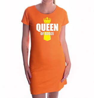 Bellatio Decorations Oranje Queen of booze jurk met kroontje - Koningsdag drank jurk voor dames XL - Feestjurkjes