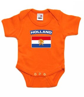 Bellatio Decorations Oranje rompertje Hollandse vlag baby - oranje babykleding 56 (1-2 maanden)