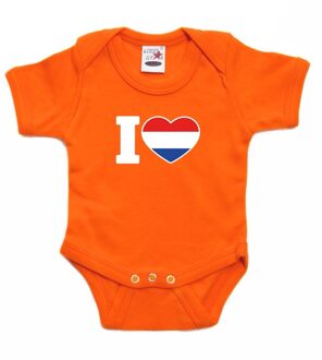 Bellatio Decorations Oranje rompertje - I love Holland - voor baby - oranje babykleding - kraamcadeau