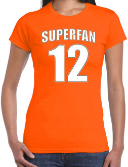 Bellatio Decorations Oranje shirt / kleding Superfan nummer 12 voor EK/ WK voor dames M - Feestshirts