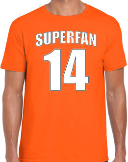 Bellatio Decorations Oranje shirt / kleding Superfan nummer 14 voor EK/ WK voor heren XL - Feestshirts