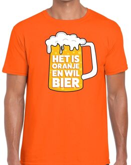 Bellatio Decorations Oranje shirt met de tekst Het is oranje en wil bier -  T-shirt oranje voor heren 2XL