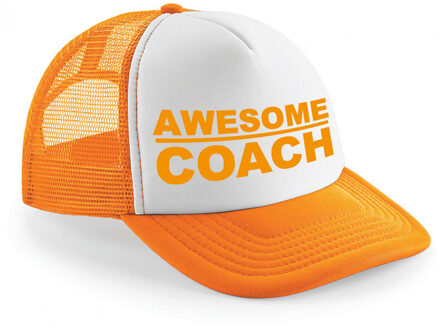 Bellatio Decorations Oranje snapback/cap - awesome coach - oranje/wit - pet - dames/heren