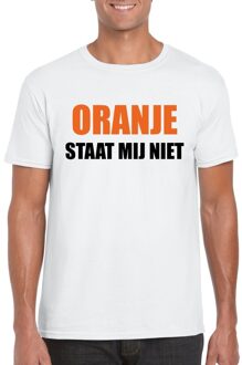 Bellatio Decorations Oranje staat mij niet t-shirt wit heren 2XL - Feestshirts Zwart