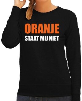 Bellatio Decorations Oranje staat mij niet tekst sweater zwart voor dames - dames fun shirts - Koningsdag/EK/Hollansfeest 2XL