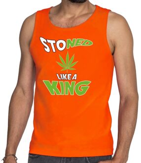 Bellatio Decorations Oranje Stoned like a king hemd / mouwloos shirt oranje heren -  Koningsdag kleding 2XL